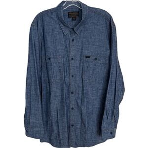 Filson Chambray Men’s Button Up XL RINSED INDIGO Blue Lightweight Workwear EUC